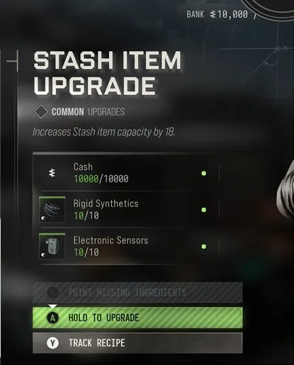 Stash Item Upgrade